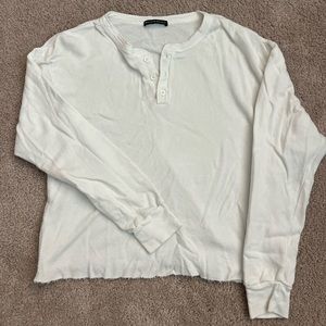 Brandy Melville White Henley Shirt